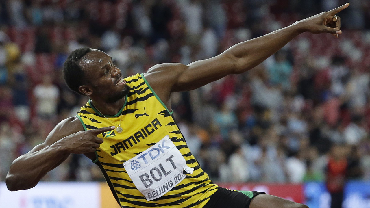 Jamaica's Usain Bolt celebrates after winning the men’s 200m final at the World Athletics Championships in Beijing on Thursday. (David J. Phillip/AP)