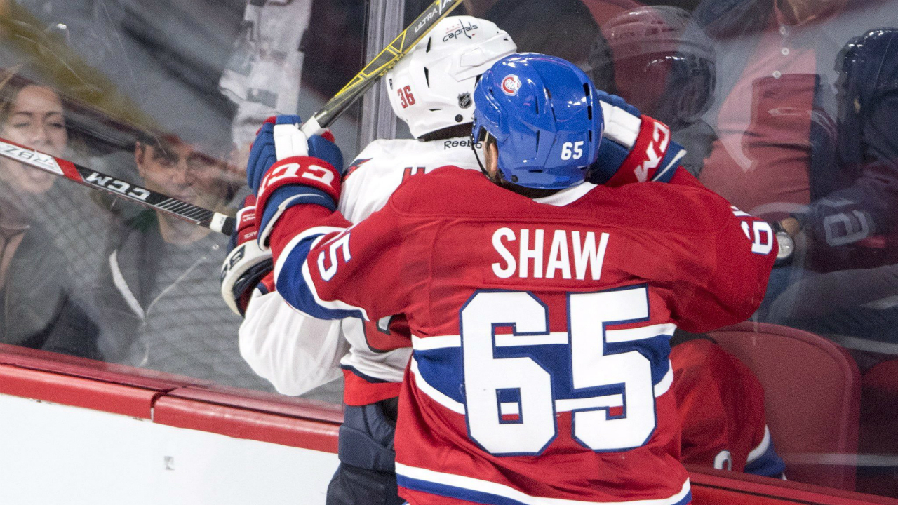 Andrew Shaw ejected for boarding in Canadiens debut