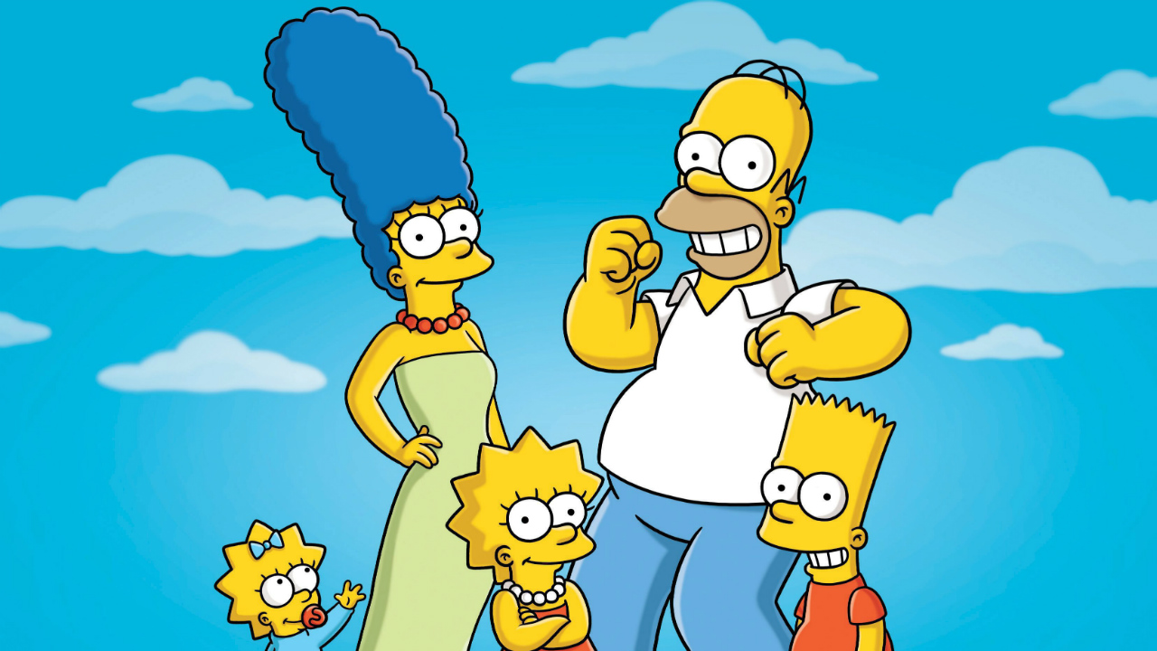 In this undated publicity photo released by Fox, characters from the animated series, "The Simpsons," from left, Maggie, Marge, Lisa, Homer and Bart, are shown. (Fox/AP)