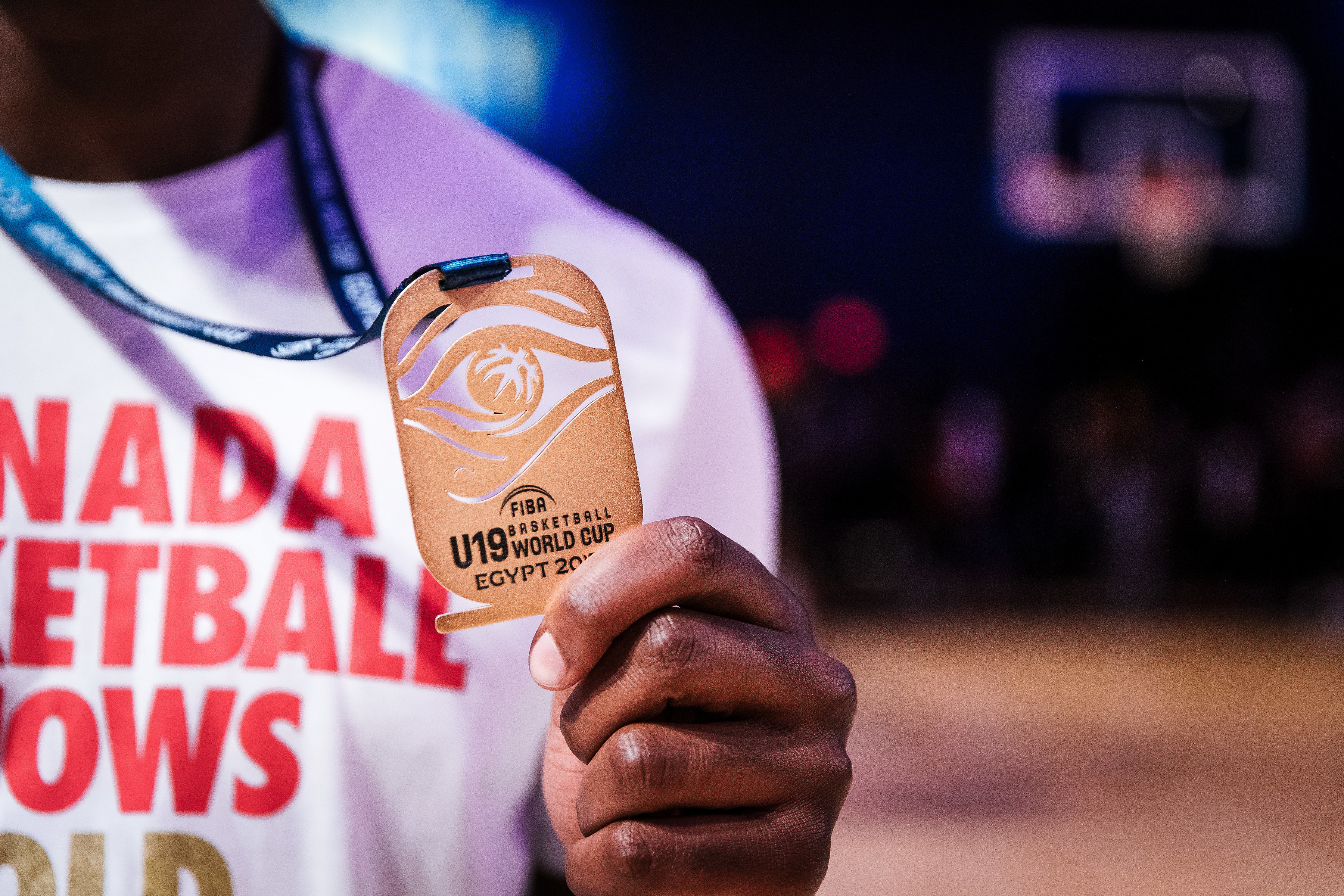 R.J. Barrett holds his FIBA U19 gold medal. Photo by Jamal Burger.