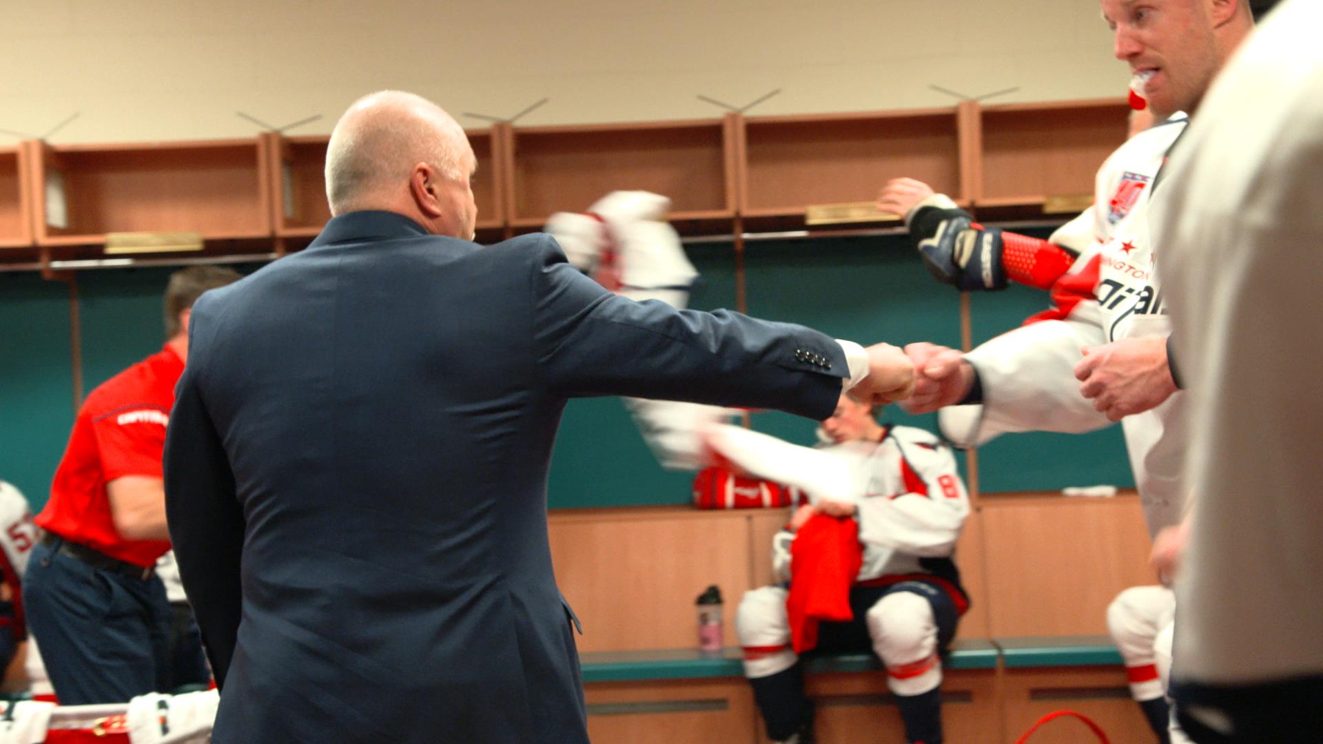 8. Trotz giving somber fist bumps after loss