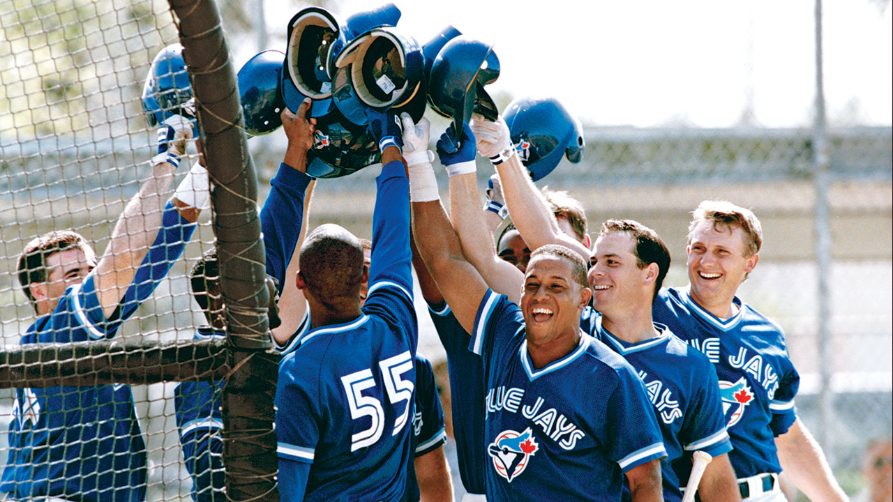 Joe Carter, Dave Stieb celebrate 1992 World Series team