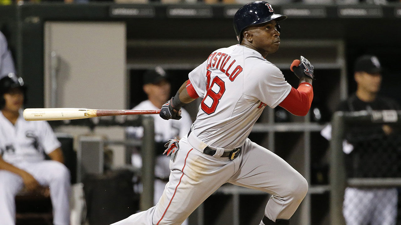 Boston Red Sox's Rusney Castillo delivers a hit (Charles Rex Arbogast/AP)