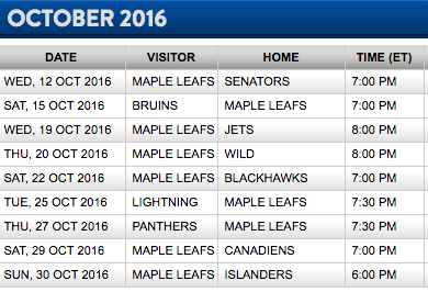 Toronto Maple Leafs release 2016-17 NHL 