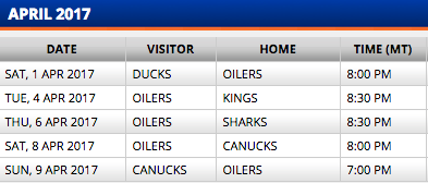 Edmonton Oilers release 2016-17 NHL 