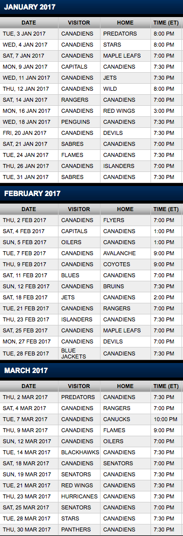 Montreal Canadiens Release 2016 17 Nhl Schedule Sportsnet Ca