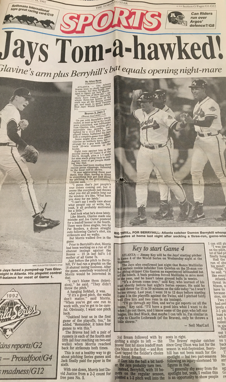 Blue Jays Time Capsule: Braves take Game 1 of '92 World Series