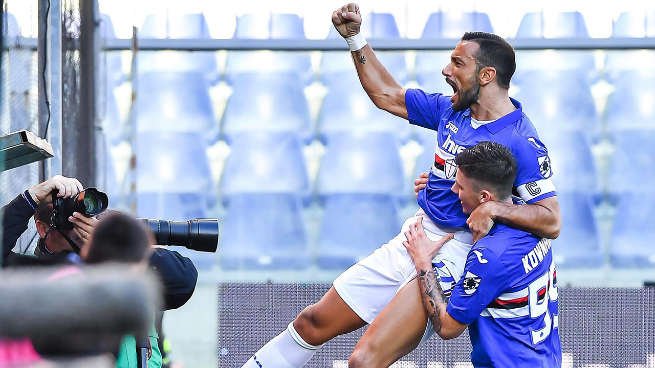 Quagliarella’s stunning goal leads Sampdoria past Napoli in Serie A